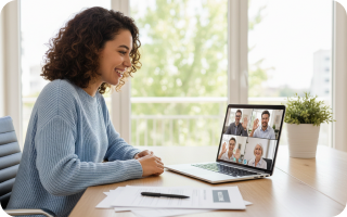 New hire in a video onboarding call
